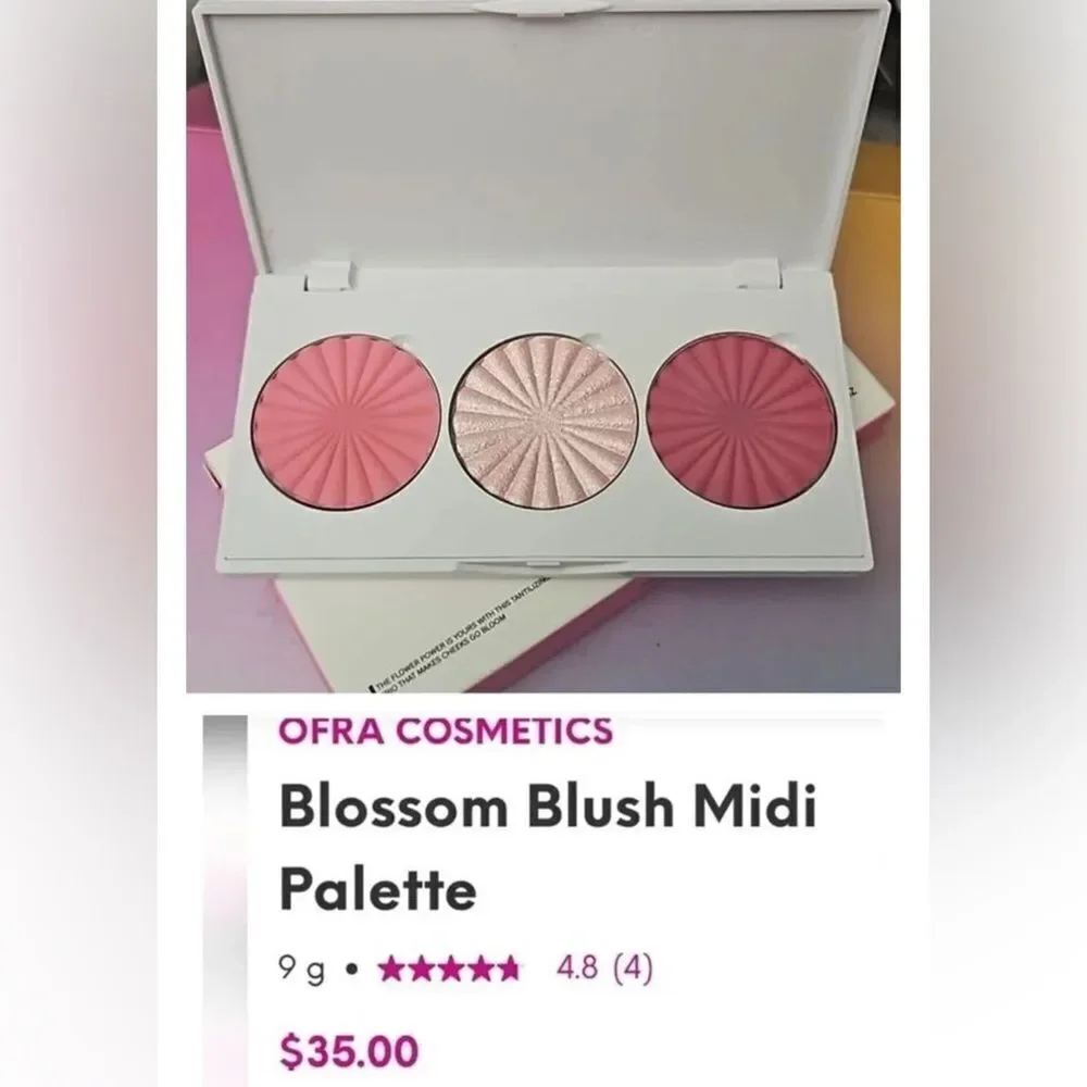 NIB OFRA Cosmetics Blossom Blush Midi Palette with 3 Pink Shades